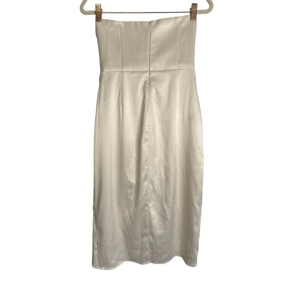 Michael Costello x REVOLVE Sara Midi Dress Strapless Surplice Ivory White Small - Picture 7 of 12